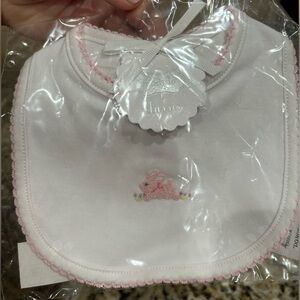 Mud Pie FRENCH KNOT BUNNY BIB, Two, NWT